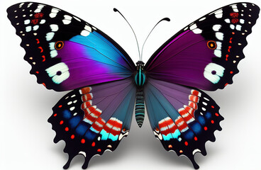 butterly with snowdrop and daffaodil flowers in wing, garnet and aquamarine colors. Generative AI