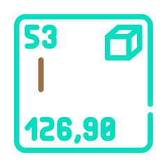 iodine chemical element color icon vector. iodine chemical element sign. isolated symbol illustration