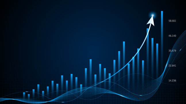 Business growth graph or profitable investment concept. The arrow increases the company's future growth.
