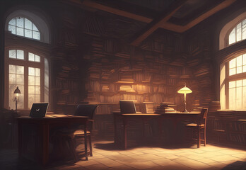 dark study room. Generative AI