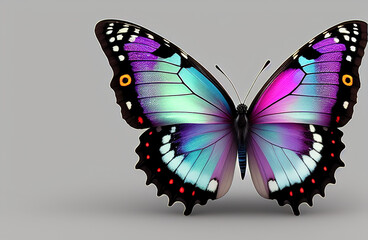 butterly with snowdrop and daffaodil flowers in wing, garnet and aquamarine colors. Generative AI