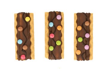 crispy biscuits with caramel and decorated with lentils