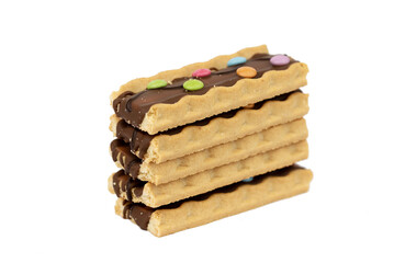 crispy biscuits with caramel and decorated with lentils