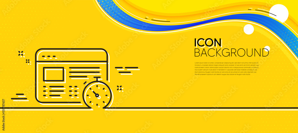 Poster web timer line icon. abstract yellow background. online quiz test sign. minimal web timer line icon.