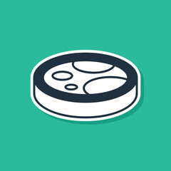 Blue Petri dish with bacteria icon isolated on green background. Vector