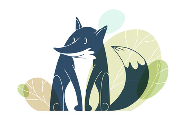 Cute cartoon fox sitting vector illustration isolated on white background.
