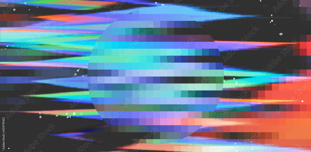 Poster Abstract background with digital pixel noise glitch artifacts. Screen showing video tape with damage.