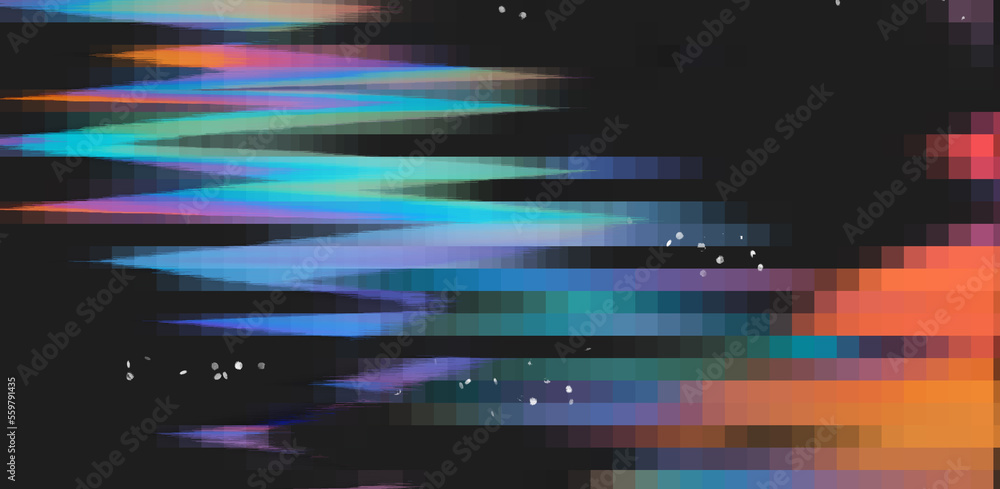 Poster Abstract background with digital pixel noise glitch artifacts. Screen showing video tape with damage.
