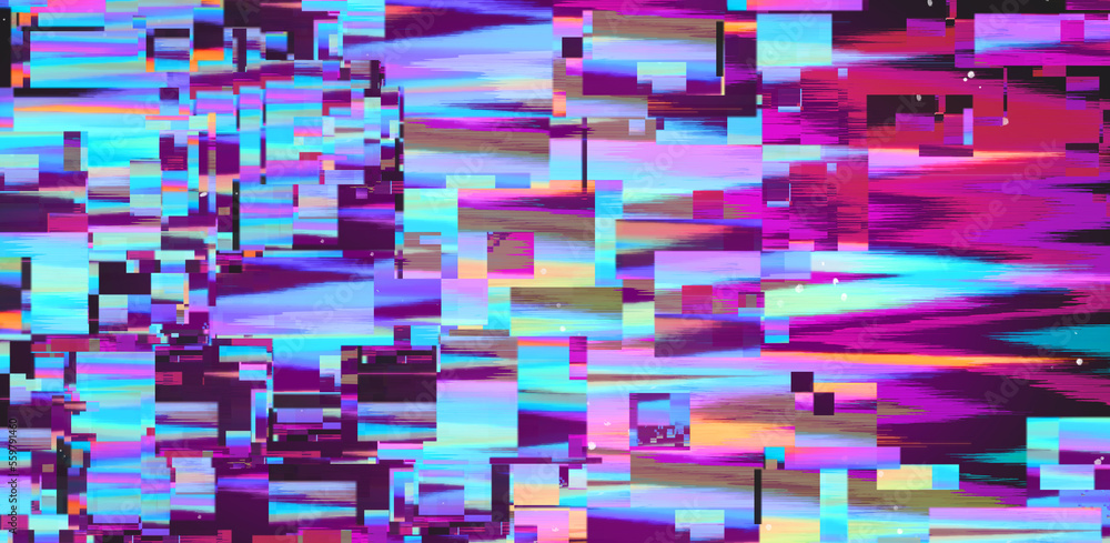 Aufkleber Abstract background with digital pixel noise glitch artifacts. Screen showing video tape with damage.