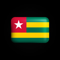 Togo Flag 3D Icon. National Flag of Togo. Vector illustration