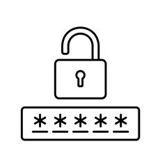 Password icon for unlocking security lock with padlock