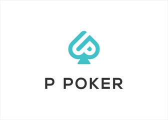 letter P ace poker  logo  vector illustration template