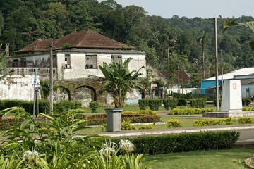 View of Santo Antonio. The largest city of Principe Island. Sao Tome and Principe. Africa.