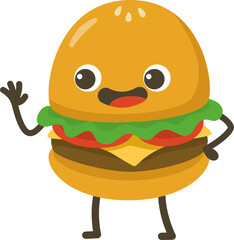 Smiling Hamburger Cartoon Character.