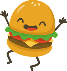 Smiling Hamburger Cartoon Character.