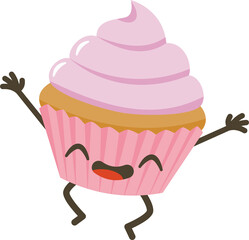 Smiling Cupcake Cartoon Character.