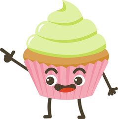 Smiling Cupcake Cartoon Character.