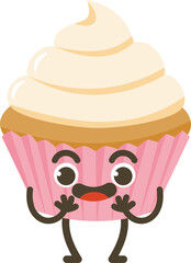 Smiling Cupcake Cartoon Character.