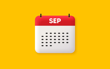 Calendar date 3d icon. September month icon. Event schedule Sep date. Meeting appointment planner. Agenda plan, Month schedule 3d calendar and Time planner. September day reminder. Vector