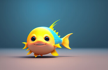 cute baby sea fish simple character. Generative AI
