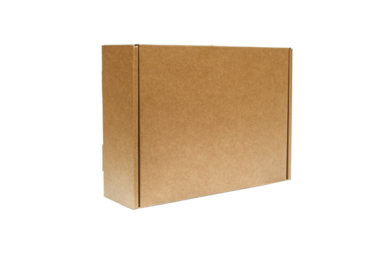 kraft cardboard box, isolated on transparent background 