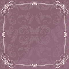 フローラルオーナメントの背景　正方形　ピンク＆ホワイトゴールド