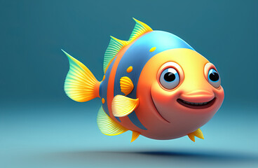 cute baby sea fish simple character. Generative AI