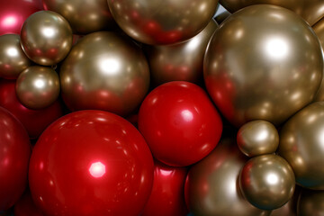 Background of bronze and red inflatable gel balloons