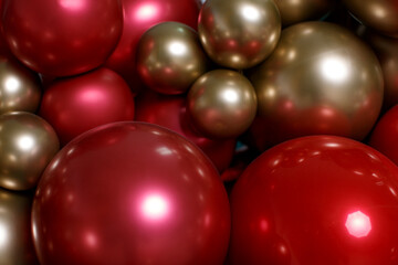Background of bronze and red inflatable gel balloons