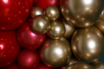 Background of bronze and red inflatable gel balloons