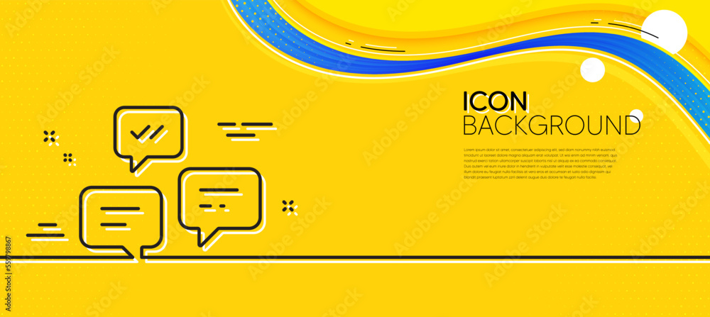 Poster chat messages line icon. abstract yellow background. conversation or sms sign. communication symbol.