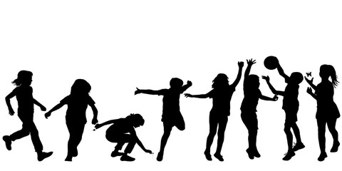Silhouettes of children playing outdoor