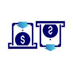 emblem for bank withdrawing and transferring money, vector logo icon