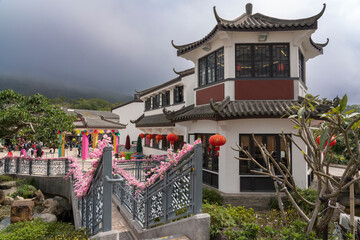 Fototapeta premium Chinese Tea Rooms at Ngong Ping, Lantau Island, in Hong Kong
