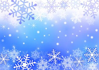 キラキラした雪の結晶　ブルー