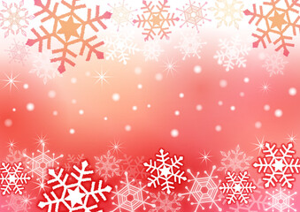 キラキラした雪の結晶　レッド