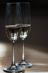 glass of sparkling wine, close up 