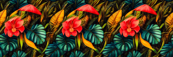 Beautiful floral wallpaper. Seamless repeat pattern for fabrics, wallpapers, wrappers, postcards, greeting cards, wedding invitations, banners, web. Digital illustration.	
