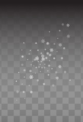 Gray Snowfall Vector Transparent Background. Xmas