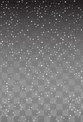 Gray Snowfall Vector Transparent Background.