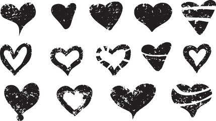 Grunge Heart Vector Set Silhouette
