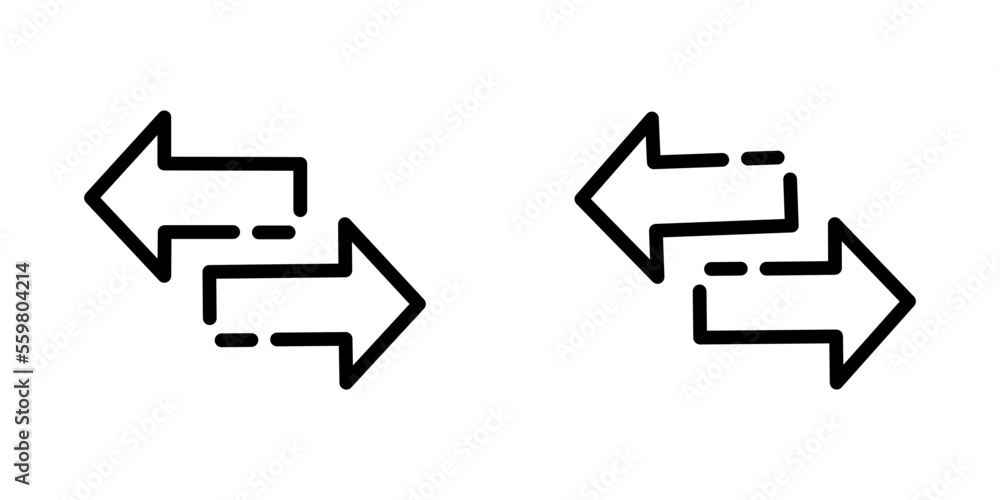 Aufkleber transfer arrows outline icon. linear style sign for mobile concept and web design. left right arrows