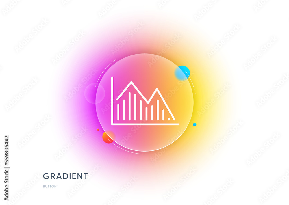 Poster financial chart line icon. gradient blur button with glassmorphism. economic graph sign. stock excha