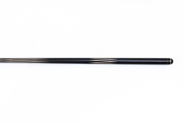 Billiard cues on a white background. Parts of a billiard cue close-up. Live photos of a billiard cue.