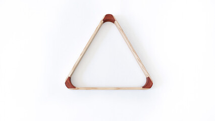 Triangle, accessories for the sport of playing billiards. Billiard triangle isolated on white...