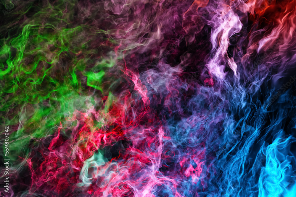 Poster multicolored cloud of hazy smoke. colorful mysterious nebula 3d rendering