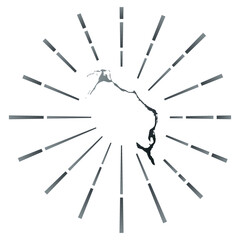 Eleuthera gradiented sunburst. Map of the island with colorful star rays. Eleuthera illustration in digital style. Vector illustration.