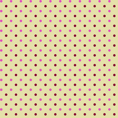 Abstract pink and brown polka dots isolated on pastel light background Seamless fabric pattern Minimalist style