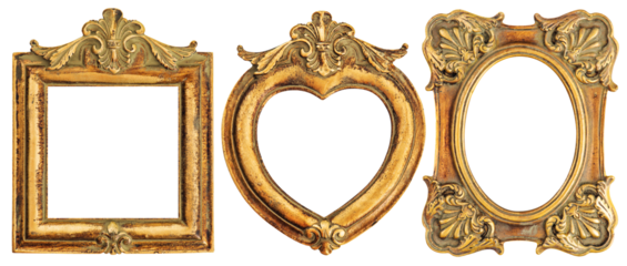 PNG Golden Picture Frames Isolated on Transparent Background