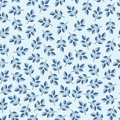 Floral seamless surface pattern of tropical branches of leaves. Allover foliage patterned background. Continuous repeat texture